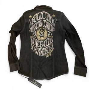 Black Affliction Graphic Button Up Shirt